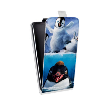 Дизайнерский вертикальный чехол-книжка для Sony Xperia E4g Пингвины (на заказ)