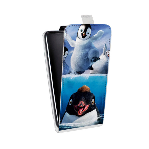 Дизайнерский вертикальный чехол-книжка для Alcatel OneTouch Pop Star Пингвины