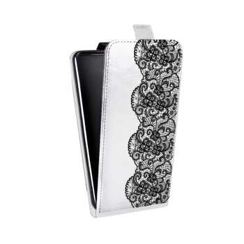 Дизайнерский вертикальный чехол-книжка для Iphone 7 Прозрачные кружева (на заказ)