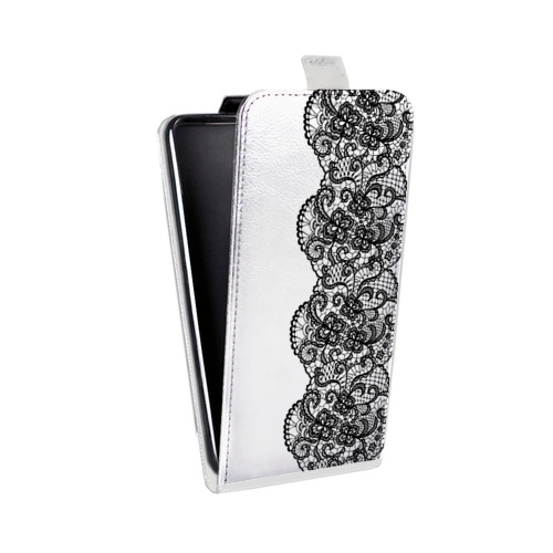 Дизайнерский вертикальный чехол-книжка для LG X Style Прозрачные кружева