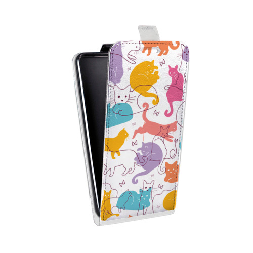 Дизайнерский вертикальный чехол-книжка для Iphone 5c Прозрачные кошки