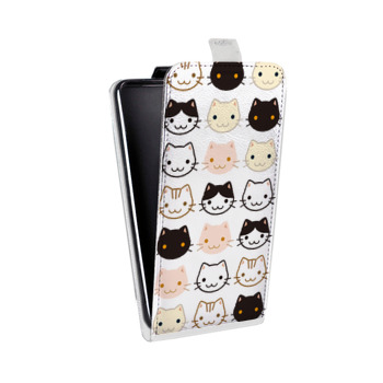Дизайнерский вертикальный чехол-книжка для Samsung Galaxy S6 Edge Прозрачные кошки паттерн (на заказ)