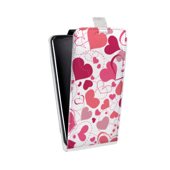 Дизайнерский вертикальный чехол-книжка для HTC Desire V Прозрачные сердца (на заказ)