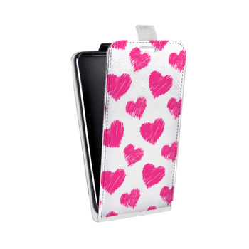 Дизайнерский вертикальный чехол-книжка для Iphone 7 Прозрачные сердечки (на заказ)