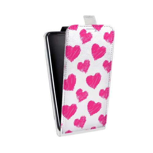 Дизайнерский вертикальный чехол-книжка для LG G4 Прозрачные сердечки