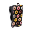 Дизайнерский вертикальный чехол-книжка для HTC Desire 516 Прозрачные пончики