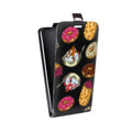 Дизайнерский вертикальный чехол-книжка для Huawei Honor 6C Прозрачные пончики