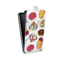 Дизайнерский вертикальный чехол-книжка для Samsung Galaxy Grand Прозрачные пончики
