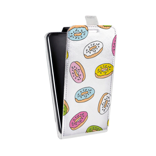 Дизайнерский вертикальный чехол-книжка для Samsung Galaxy Grand Прозрачные пончики