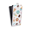 Дизайнерский вертикальный чехол-книжка для HTC Desire 601 Прозрачные пончики