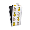 Дизайнерский вертикальный чехол-книжка для Samsung Galaxy Grand Прозрачные ананасы