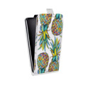 Дизайнерский вертикальный чехол-книжка для HTC Desire 601 Прозрачные ананасы
