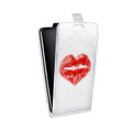 Дизайнерский вертикальный чехол-книжка для Alcatel One Touch Pop D3 Прозрачные поцелуи