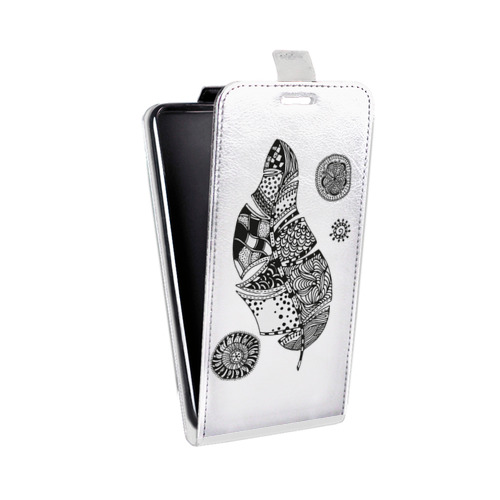 Дизайнерский вертикальный чехол-книжка для HTC Desire 601 Прозрачные перья