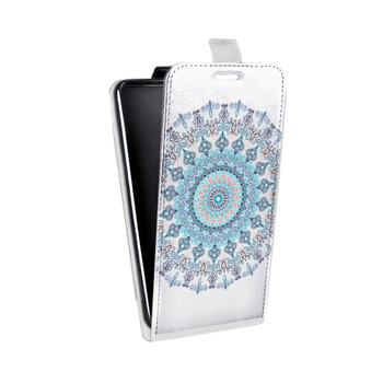 Дизайнерский вертикальный чехол-книжка для Samsung Galaxy S6 Edge Голубые мандалы (на заказ)