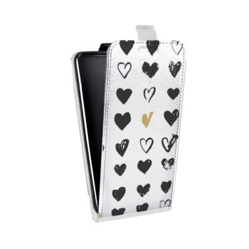 Дизайнерский вертикальный чехол-книжка для Alcatel One Touch Pop D5 Стильные сердца (на заказ)