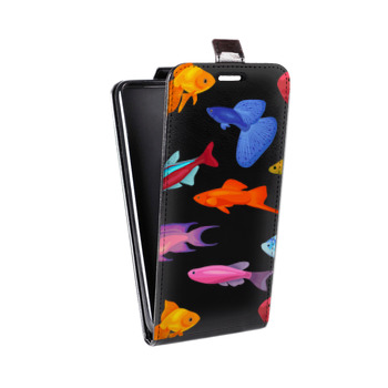 Дизайнерский вертикальный чехол-книжка для Alcatel One Touch Pop D5 Прозрачные рыбы (на заказ)