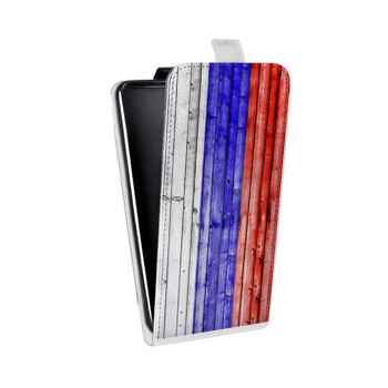 Дизайнерский вертикальный чехол-книжка для Samsung Galaxy Alpha Российский флаг (на заказ)