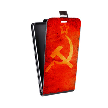 Дизайнерский вертикальный чехол-книжка для Iphone 7 Флаг СССР  (на заказ)