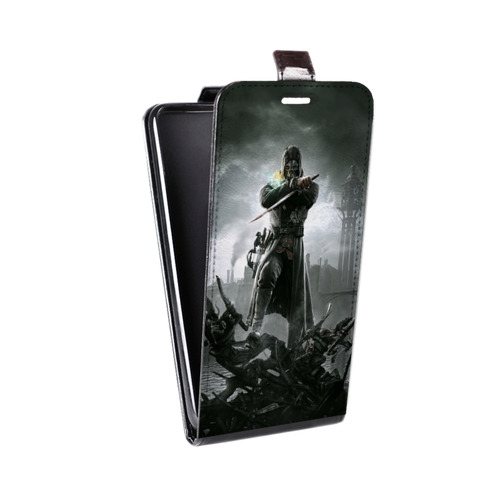 Дизайнерский вертикальный чехол-книжка для Iphone 5c Dishonored 2