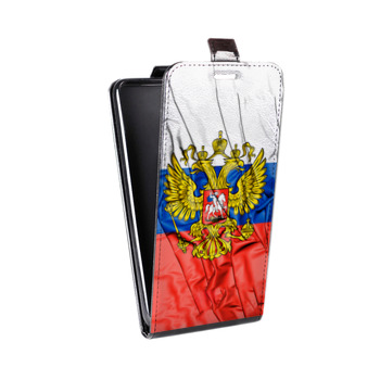 Дизайнерский вертикальный чехол-книжка для Huawei P9 Lite Российский флаг (на заказ)