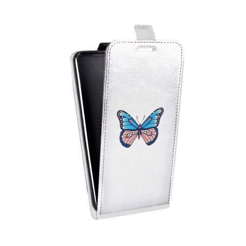Дизайнерский вертикальный чехол-книжка для Huawei Y9 (2018) прозрачные Бабочки 