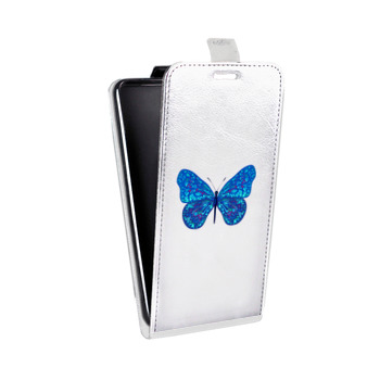 Дизайнерский вертикальный чехол-книжка для Huawei Y5 (2017) прозрачные Бабочки  (на заказ)