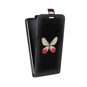 Дизайнерский вертикальный чехол-книжка для Iphone 7 прозрачные Бабочки  (на заказ)
