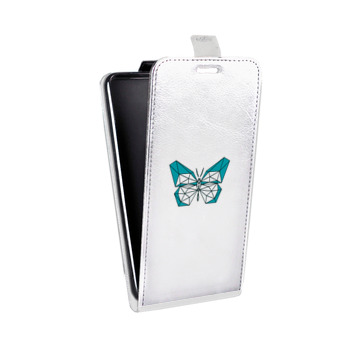 Дизайнерский вертикальный чехол-книжка для Samsung Galaxy Alpha прозрачные Бабочки  (на заказ)