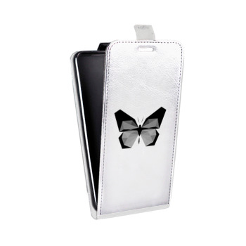 Дизайнерский вертикальный чехол-книжка для Alcatel One Touch Pop D5 прозрачные Бабочки  (на заказ)