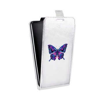 Дизайнерский вертикальный чехол-книжка для Samsung Galaxy J2 (2018) прозрачные Бабочки  (на заказ)