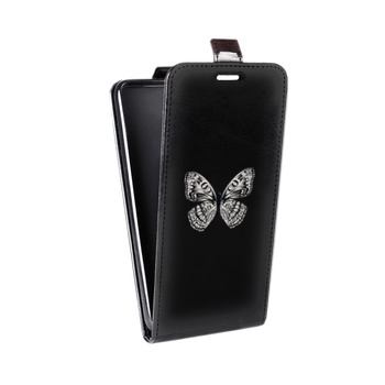Дизайнерский вертикальный чехол-книжка для Meizu M6 Note прозрачные Бабочки  (на заказ)