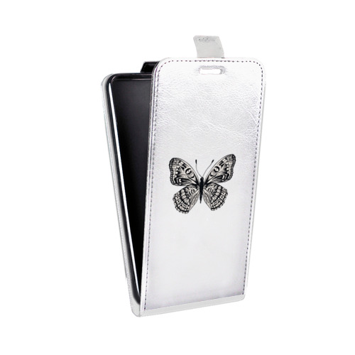 Дизайнерский вертикальный чехол-книжка для Alcatel 1C прозрачные Бабочки 