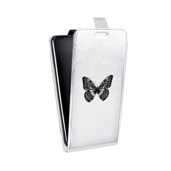 Дизайнерский вертикальный чехол-книжка для Huawei P9 прозрачные Бабочки  (на заказ)