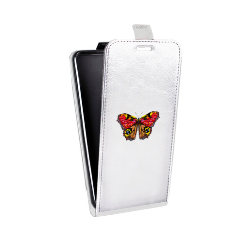 Дизайнерский вертикальный чехол-книжка для Samsung Galaxy Trend 3 прозрачные Бабочки 