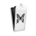Дизайнерский вертикальный чехол-книжка для HTC U12 Life прозрачные Бабочки 