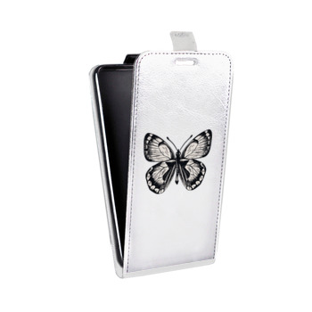 Дизайнерский вертикальный чехол-книжка для Samsung Galaxy S6 Edge прозрачные Бабочки  (на заказ)