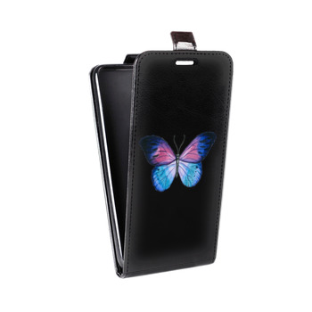 Дизайнерский вертикальный чехол-книжка для BlackBerry KEY2 прозрачные Бабочки  (на заказ)