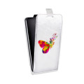 Дизайнерский вертикальный чехол-книжка для HTC Desire 200 прозрачные Бабочки 
