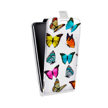 Дизайнерский вертикальный чехол-книжка для OPPO F5 прозрачные Бабочки  (на заказ)