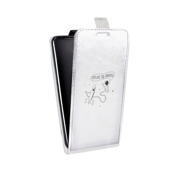 Дизайнерский вертикальный чехол-книжка для Samsung Galaxy Core Lite Прозрачный космос (на заказ)