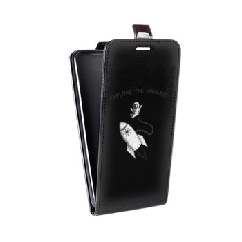 Дизайнерский вертикальный чехол-книжка для Samsung Galaxy S6 Edge Прозрачный космос (на заказ)