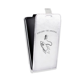 Дизайнерский вертикальный чехол-книжка для Iphone 6/6s Прозрачный космос (на заказ)