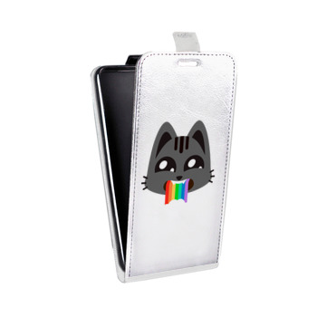 Дизайнерский вертикальный чехол-книжка для Samsung Galaxy S6 Edge Кошка - стикер (на заказ)