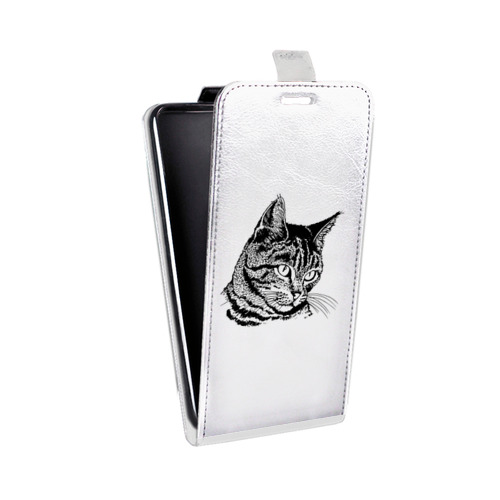 Дизайнерский вертикальный чехол-книжка для Fly IQ4415 Quad Era Style 3 Прозрачные кошки