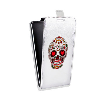 Дизайнерский вертикальный чехол-книжка для Iphone 5s Прозрачные веселые черепа (на заказ)