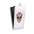 Дизайнерский вертикальный чехол-книжка для LG Optimus G2 mini Прозрачные веселые черепа