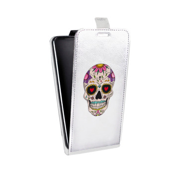 Дизайнерский вертикальный чехол-книжка для Sony Xperia E4g Прозрачные веселые черепа (на заказ)