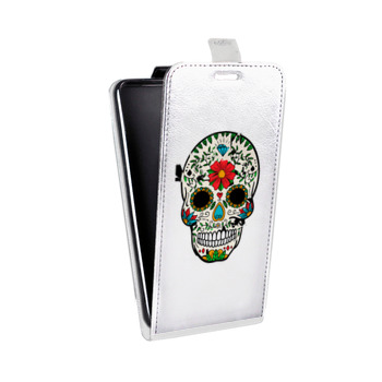 Дизайнерский вертикальный чехол-книжка для Iphone 7 Прозрачные веселые черепа (на заказ)