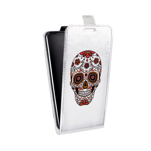 Дизайнерский вертикальный чехол-книжка для Samsung Galaxy Core Прозрачные веселые черепа